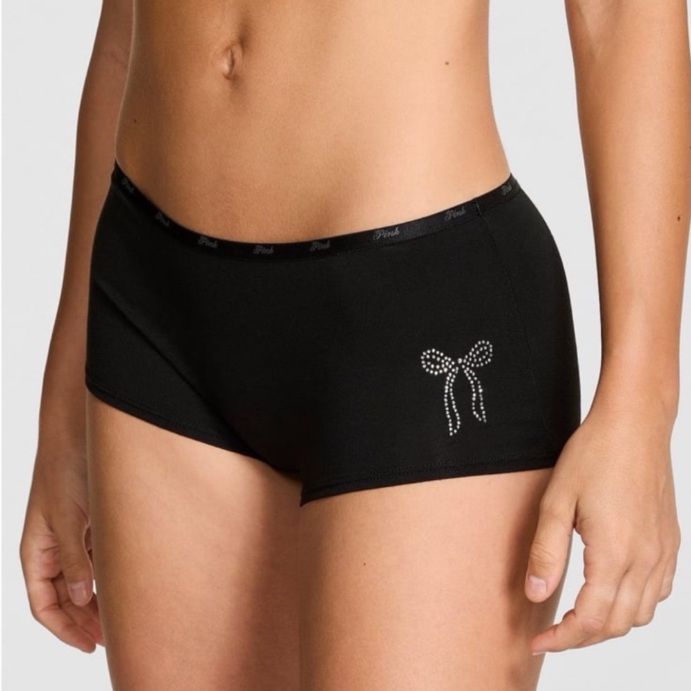 VS PINK Logo Cotton Boyshort Panty (Small)